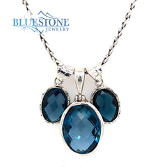 Three London Blue Topaz Pendants Oval Cut on 18 inch Chain.

Local L