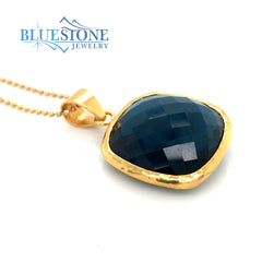 18kt Yellow Gold Necklace with London Blue Topaz