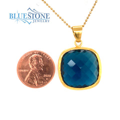 18kt Yellow Gold Necklace with London Blue Topaz
