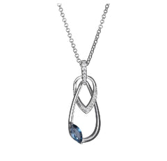 Silver Necklace with London Blue Topaz, CZs and Ruby