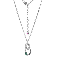 Silver Necklace with Emerald, CZs and Ruby