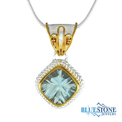 Silver & Gold Necklace with Green Amethyst - 18 "