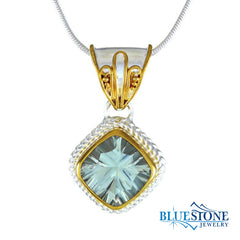 Silver & Gold Necklace with Green Amethyst - 18 "