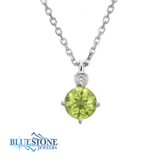 Silver Peridot & Diamond Necklace- August Birthstone