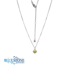 Silver Citrine & Diamond Necklace- November Birthstone