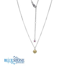 Silver Citrine & Diamond Necklace- November Birthstone