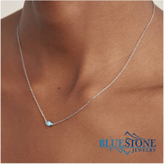 Sterling Silver with Rhodium Plating Necklace with One Natural Turquoi
