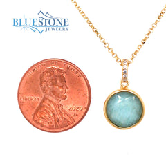 14KYG Plated Necklace w/ Amazonite and CZs - 20 Inches