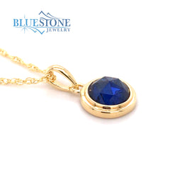 Sterling Silver 14 Karat Yellow Gold Plated Pendant with One 6mm Round