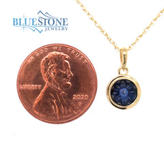 Sterling Silver 14 Karat Yellow Gold Plated Pendant with One 6mm Round