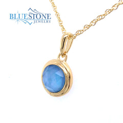 18K Gold Plated Blue Shell Necklace - 18"