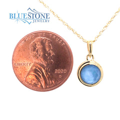 18K Gold Plated Blue Shell Necklace - 18"