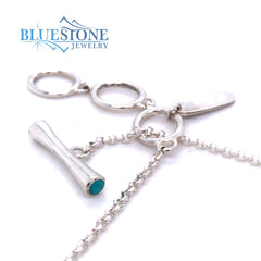 Silver Reversible Necklace with Turquoise & Lapis- 17.75"
