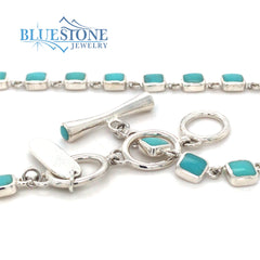 Silver Reversible Turquoise Necklace- 18 Inches
