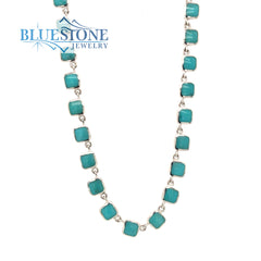 Silver Reversible Turquoise Necklace- 18 Inches