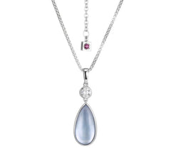 Sterling Silver Necklace w/ Topaz, Mother of Pearl and CZ - 20"