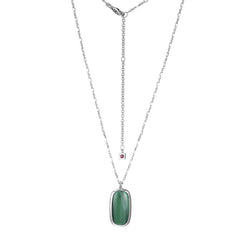 Sterling Silver Necklace with Malachite- 20 Inches