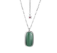 Sterling Silver Necklace with Malachite- 20 Inches