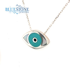 Sterling Silver 'Eye of Protection' Necklace- 18 Inches