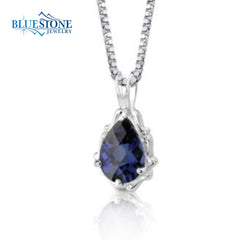 Silver Sapphire Pendant- 16 Inches