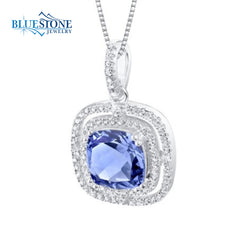 Silver Tanzanite and CZ Pendant- 20 Inches