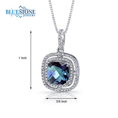Silver Alexandrite and CZ Pendant- 18 Inches