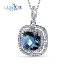 Silver Alexandrite and CZ Pendant- 18 Inches