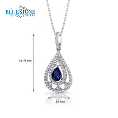 Silver Sapphire and CZ Pendant- 16 Inches
