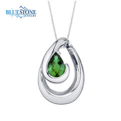 Silver Emerald Pendant- 16 Inches