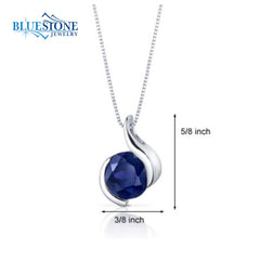Sterling Silver Sapphire Pendant with 18 Inch Chain