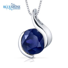 Sterling Silver Sapphire Pendant with 18 Inch Chain