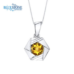 Sterling Silver Citrine Pendant with 16 Inch Chain