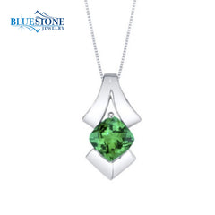 Sterling Silver Emerald Pendant with 16 Inch Chain