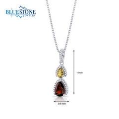 Silver Necklace with Garnet, Citrine and CZ- 18 Inches