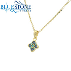 Silver and 18K Gold Plated Gemstone 'Flower' Necklace - 18"