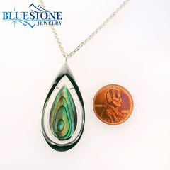 Sterling Silver Necklace w/ Abalone - 20.5 Inches