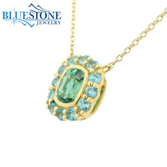 18kt Yellow Gold Necklace with Tourmaline and Topaz- 18"