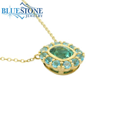 18kt Yellow Gold Necklace with Tourmaline and Topaz- 18"