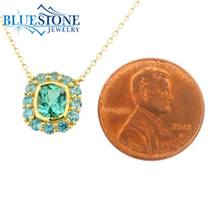 18kt Yellow Gold Necklace with Tourmaline and Topaz- 18"