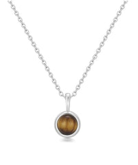 Sterling Silver Bezel Set Tiger Eye Pendant - 19"