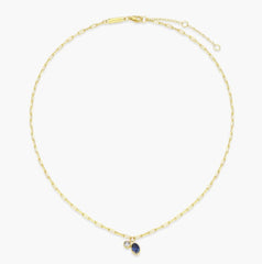 14KYG Plated September Birthstone Necklace w/ Lab Diamond - 18"
