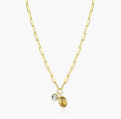 14KYG Plated November Birthstone Necklace w/ Lab Diamond - 18"