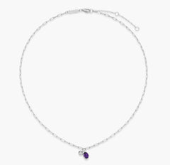 Sterling Silver February Birthstone Necklace w/ Lab Diamond - 18"