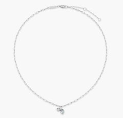 Sterling Silver March Birthstone Necklace w/ Lab Diamond - 18"