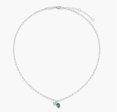 Sterling Silver May Birthstone Necklace w/ Lab Diamond - 18"