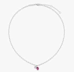 Sterling Silver July Birthstone Necklace w/ Lab Diamond - 18"