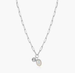 Sterling Silver October Birthstone Necklace w/ Lab Diamond - 18"