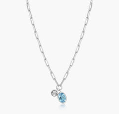 Sterling Silver December Birthstone Necklace w/ Lab Diamond - 18"