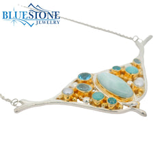 Sterling Silver and 22 Karat Yellow Gold Vermeil Pendant with Three Am