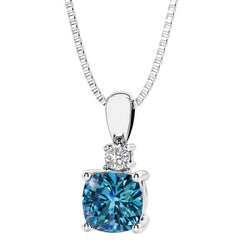 Sterling Silver Created Alexandrite & LAB Diamond Pendant -16"